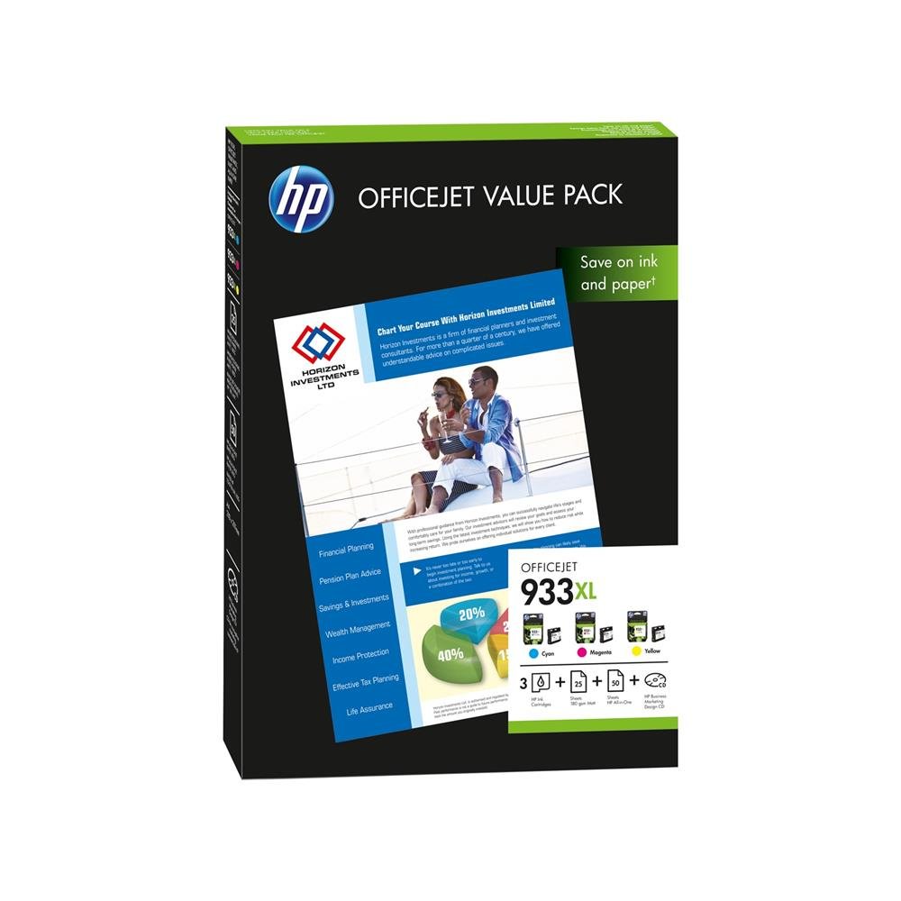 HP CR711AE 933XL Officejet Value Pack, 75 Sheets/A4/210 x 297 mm, Cyan/Magenta/Yellow, Multipack