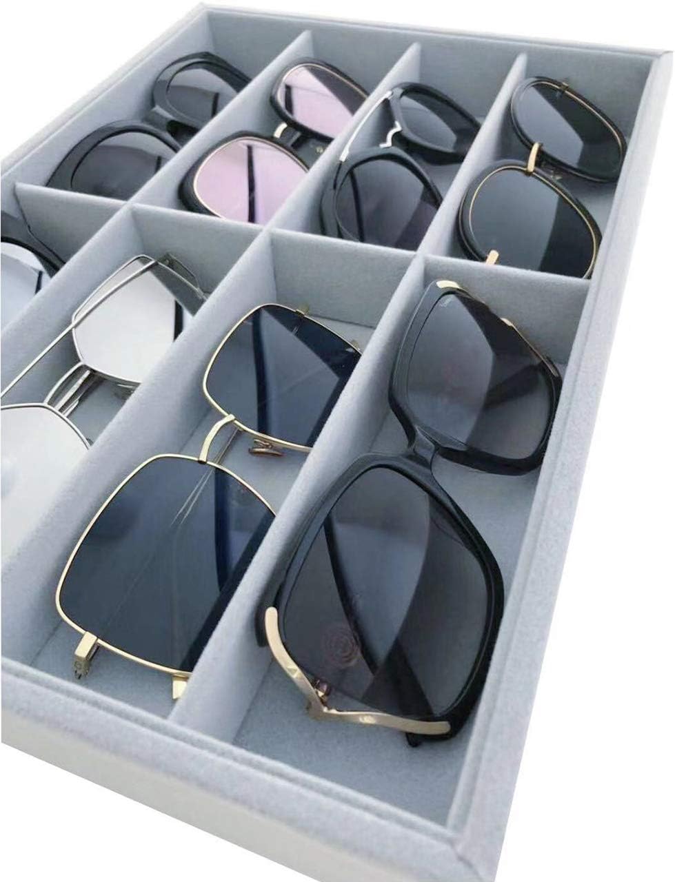 Svea Display Large Grey Premium Quality Velvet Glasses Tray Display Storage with Rearrangeable Compartments Stackable Jewelry Organizer: Home Improvement