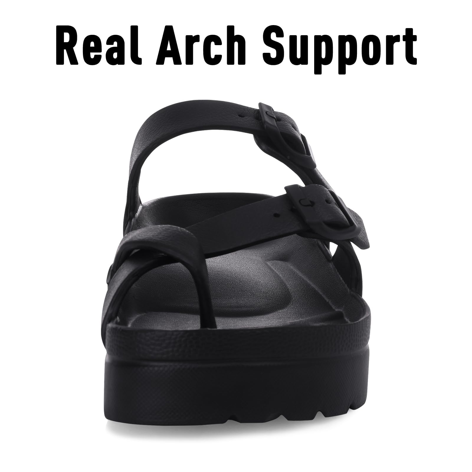 Women's Platform Sandals with Arch Support Comfortable Foam Slides Summer Beach Sandals with Adjustable Buckle
