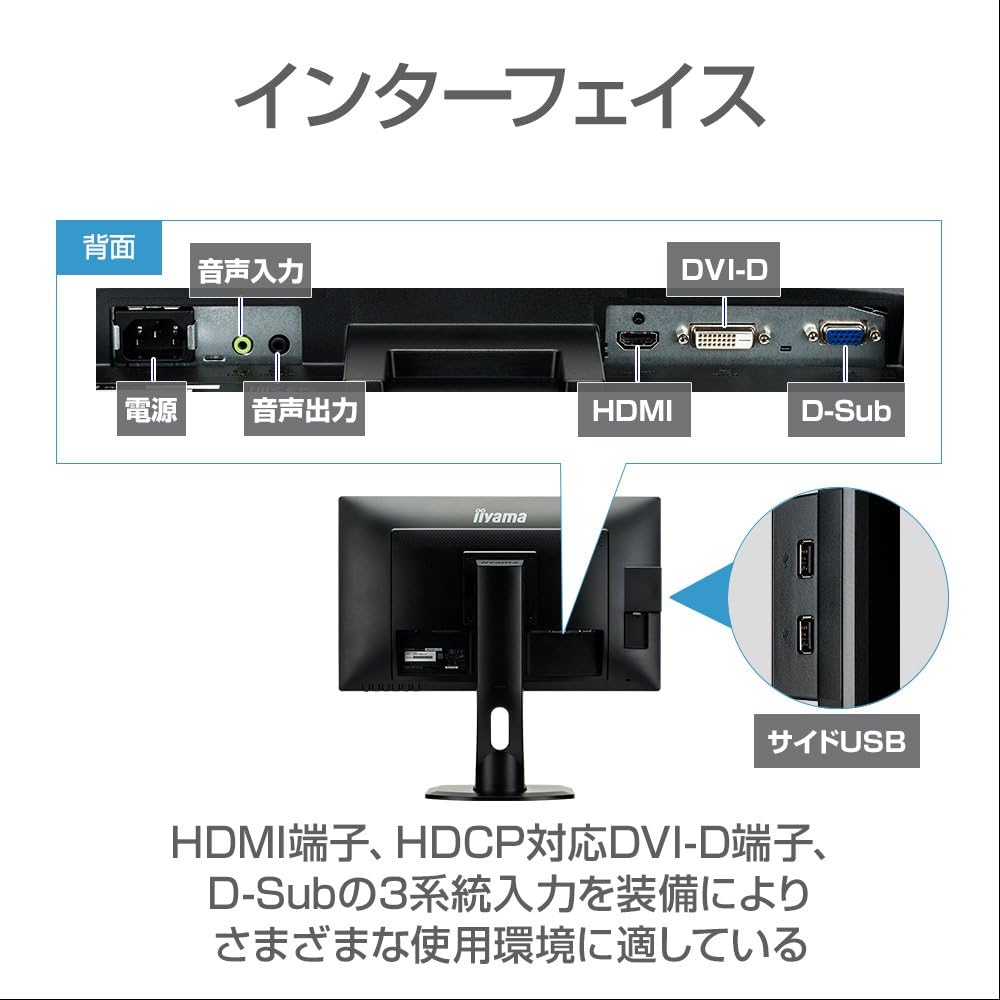Amazon Iiyama モニター ディスプレイ Xb2481hsu B1 23 8インチ フルhd Amva Hdmi D Sub Dvi D 昇降 ピボット 3年保証 マウスコンピューター ディスプレイ 通販