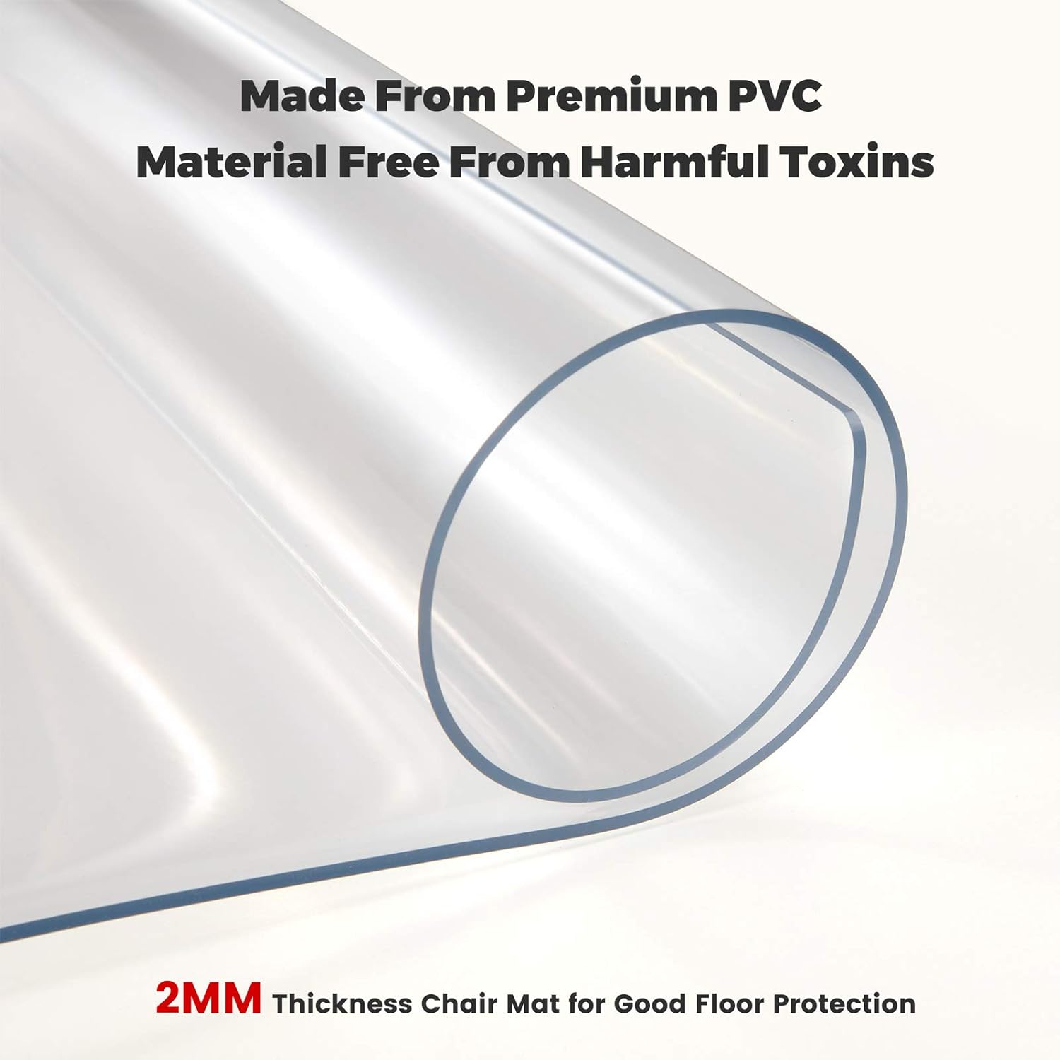 Yecaye Office Chair Mat for Hardwood Floor, 48"×36" Clear Office Floor Mat, Computer&Desk Chair Mat, 2mm Thick PVC Heavy Duty Floor Protector Chair Mats for Rolling Chairs, Can't be Used on Carpet: Kitchen & Dining