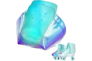 GEYOGA 2 Pieces Roller Skate Toe Guards Artificial Leather Toe Guards Protectors for Quad Roller Skate (Rainbow Color,Solid Pattern)