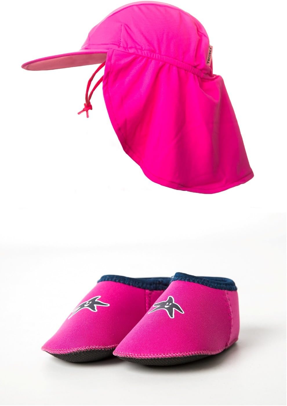 Baby Shore Feet Padder Shoes and Yoccoes UV Sun Hat Combo Pink Ages 0-2 Years M (12-18 Months)