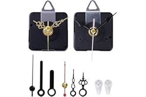 EMOON 2 Pack Non-Ticking Clock Mechanism with 4 Pack of Short Clock Hands, Clock Movement Motor Kit for Clock Repair, Replacement and Custom Clock, Total Shaft Length 3/4 in