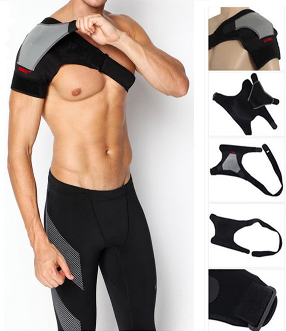 Shoulder Support Brace Strap Wrap Pad Lightweight Adjustable Gym Sport for Pain Relief Rotator Cuff Support Injury Prevention AC Joint Dislocated Arthritis Sprain Unisex by Hmjunboys (Right Shoulder)