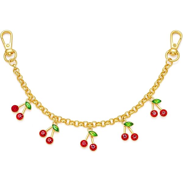 Romukuku Gold Cherry & Strawberry Bag Charm Set - Cute Purse Accessories & Keychains For Women