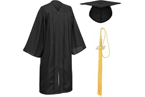 D DODOU Unisex Matte Graduation Cap and Gown Tassel Package for High School and Bachelor