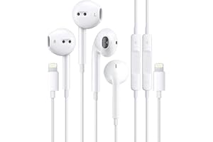 ZETUTI 2 Packs Wired Headphones for iPhone Earbuds with Built-in Microphone & Volume Control HiFi Stereo Nosie Reduction Earphones Compatible with iPhone 14/13/12/11/XR/XS/X/8/7/SE Support All iOS System