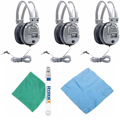 HamiltonBuhl SC-7V スクールメイト デラックスステレオヘッドフォン ボリュームコントロールと3.5mmプラグ付き シルバー (12個パック) HamiltonBuhl SC-7V SchoolMate Deluxe Stereo Headphone with 3.5mm