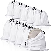 Woanger 10 Pcs Dust Cover Bags Large Cotton Breathable Bags Dustproof Drawstring Storage Bag for Shoes Purses Handbags Travel Packing Luggage Organizer Home Storage, 2 Sizes