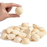 Split Wood Balls 1.5 inch Half Wooden Balls 40mm Unfinished Half Wooden Beads for Crafts and Art Supplies (30PCS)