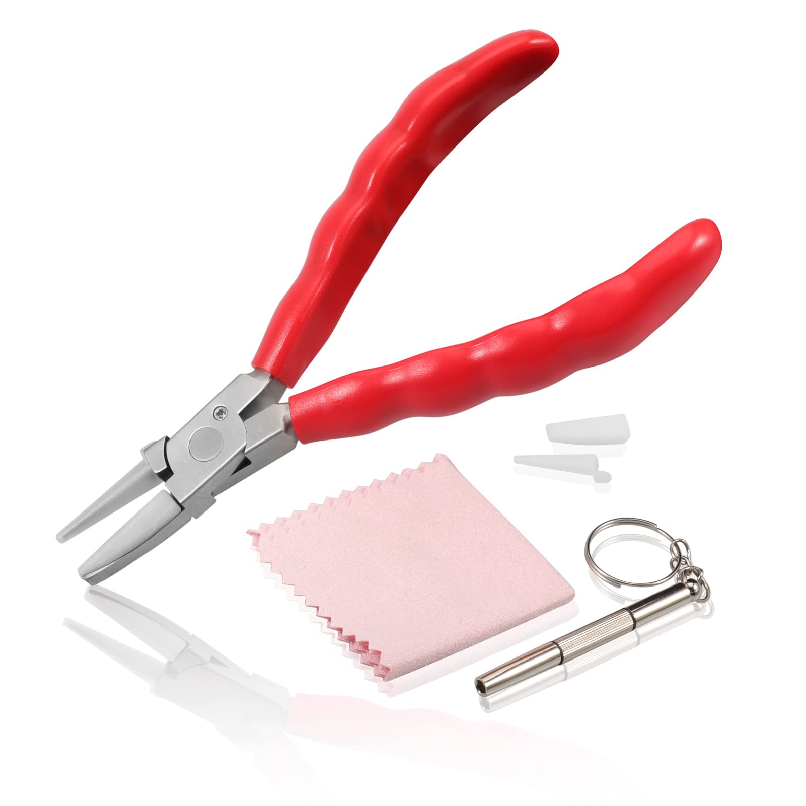 LEONTOOL 6 Inch Half Round Pliers Nylon Jaw Eyeglasses Repair Tool with Screwdriver and Glasses Cloth