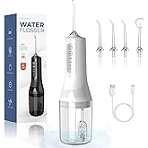OFATRYLA Water Dental Flosser for Braces & Sensitive Teeth,Portable Cordless Oral Irrigator with 4 Modes 260ML Tank,IPX7 Waterproof Recharegeable Electric Flosser for Adults,Travel and Home Use
