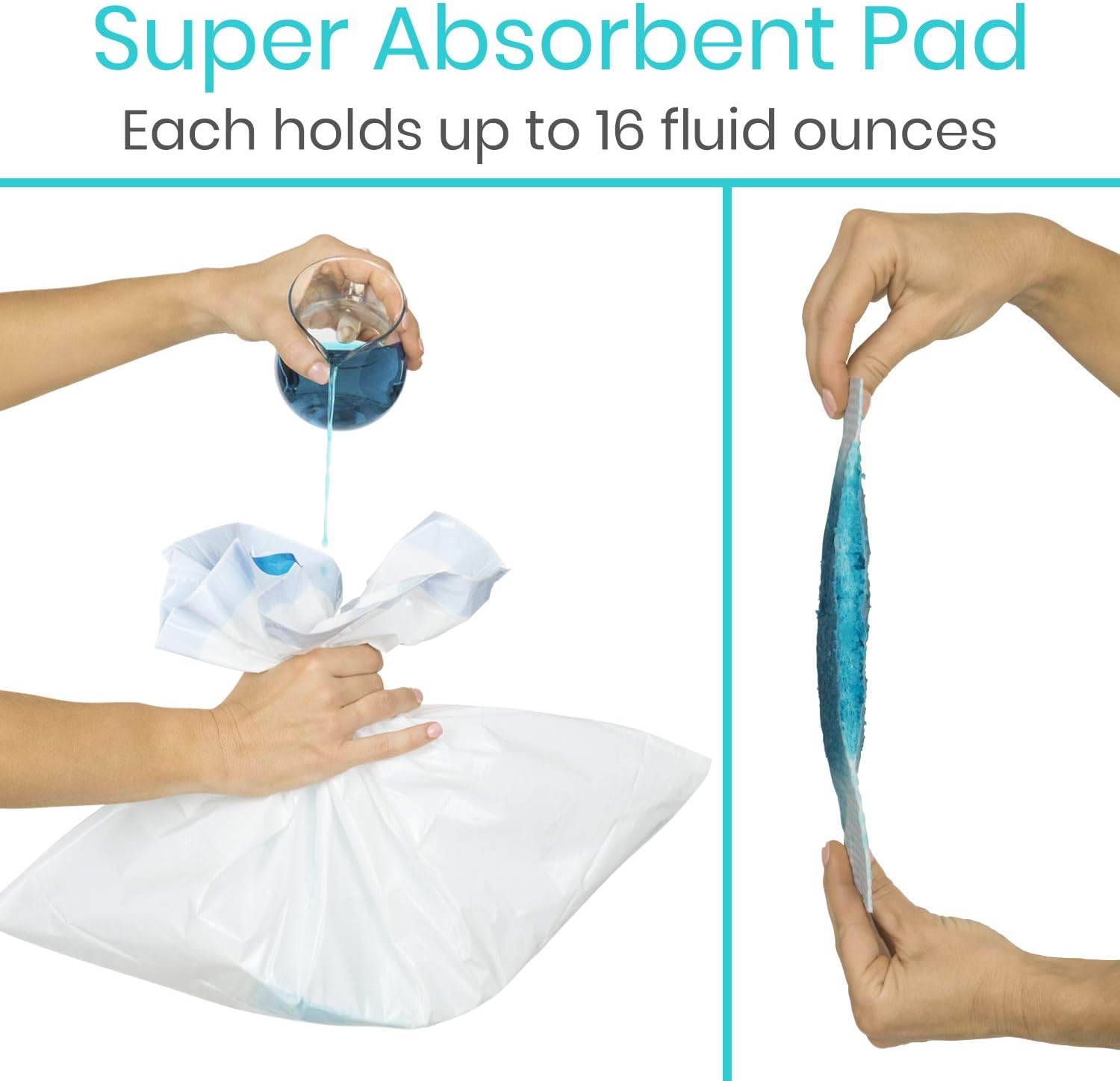 Vive 48 Pack of Commode Liners with Absorbent Pad - Disposable Replacement Bag - Fits Standard Adult Bariatric Bedside Commode Pail and Folding, Portable Toilet Chair - Absorbing Sheet Aid - Universal: Health & Personal Care