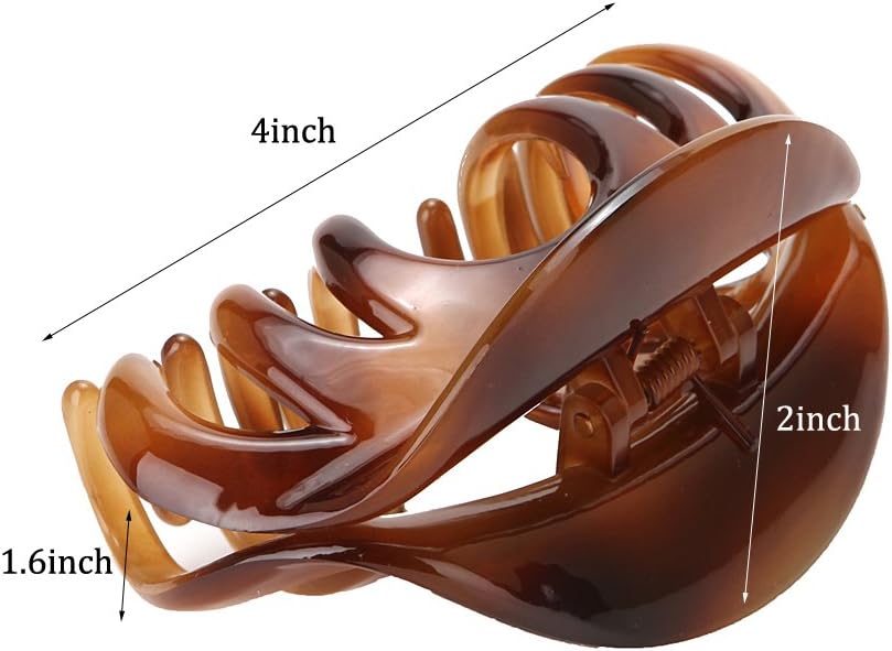 LONEEDY No-slip Grip Large Crystal Plastic Octopus Jaw Clips Hair Claw Banana Clips for Women(Dark Brown) - Image 5