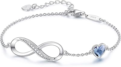 Infinity Armband Damen 925 Sterling Silber Rosegold or Edelstahl, Unendlichkeit Herz Armbänder Kristallen Armkette Valentinstag Muttertag Geburtstags Weihnachten Geschenk für Sie Frauen Freundin mama
