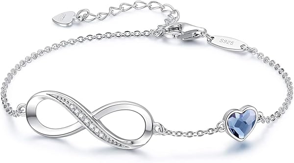 Infinity Armband Damen 925 Sterling Silber Rosegold or Edelstahl, Unendlichkeit Herz Armbänder Kristallen Armkette Valentinstag Muttertag Geburtstags Weihnachten Geschenk für Sie Frauen Freundin mama
