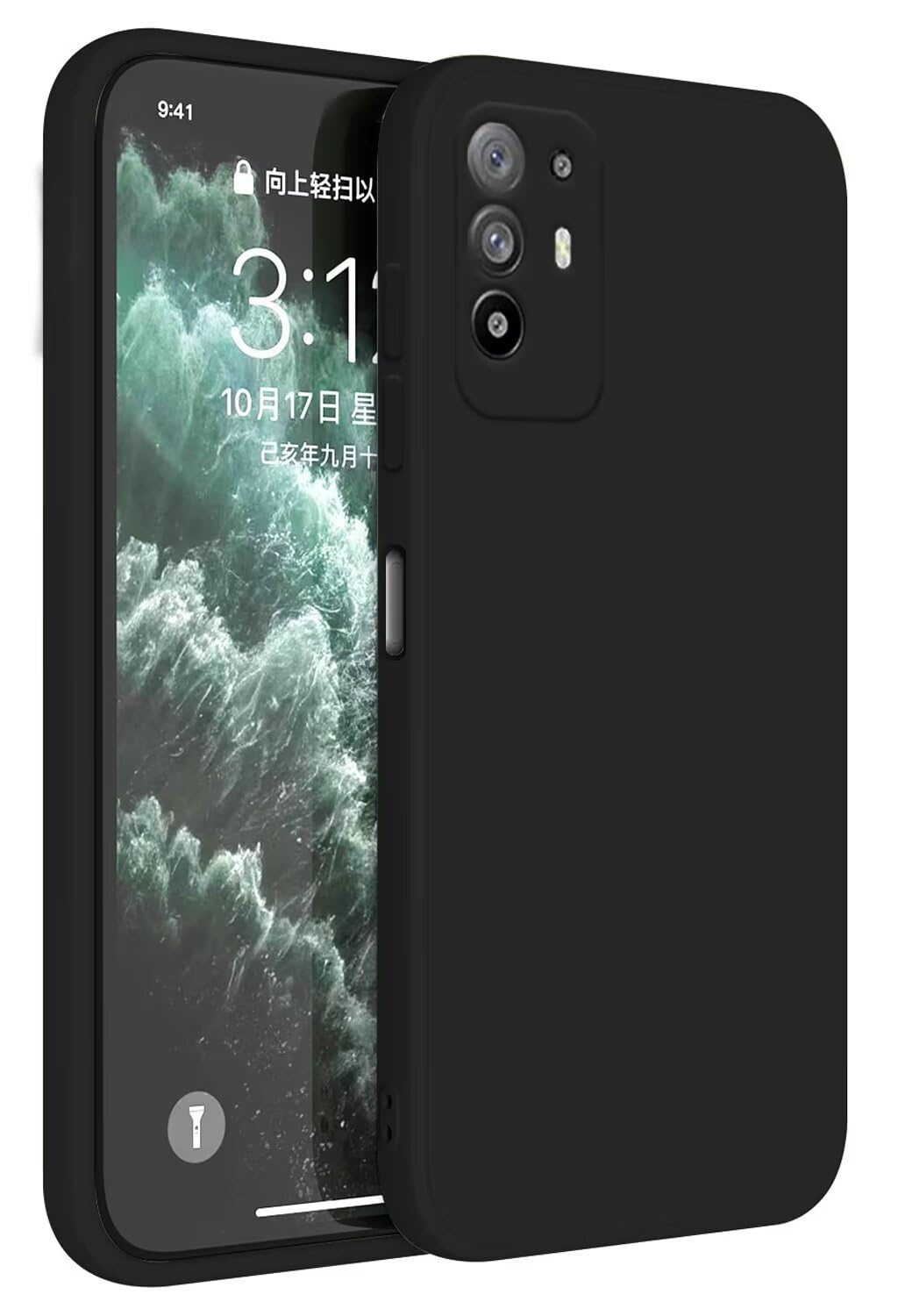 Topme Case Design for OPPO A94 5G (6.43" Inches) Cover, Tpu Silicone Case Skin Protector - Black