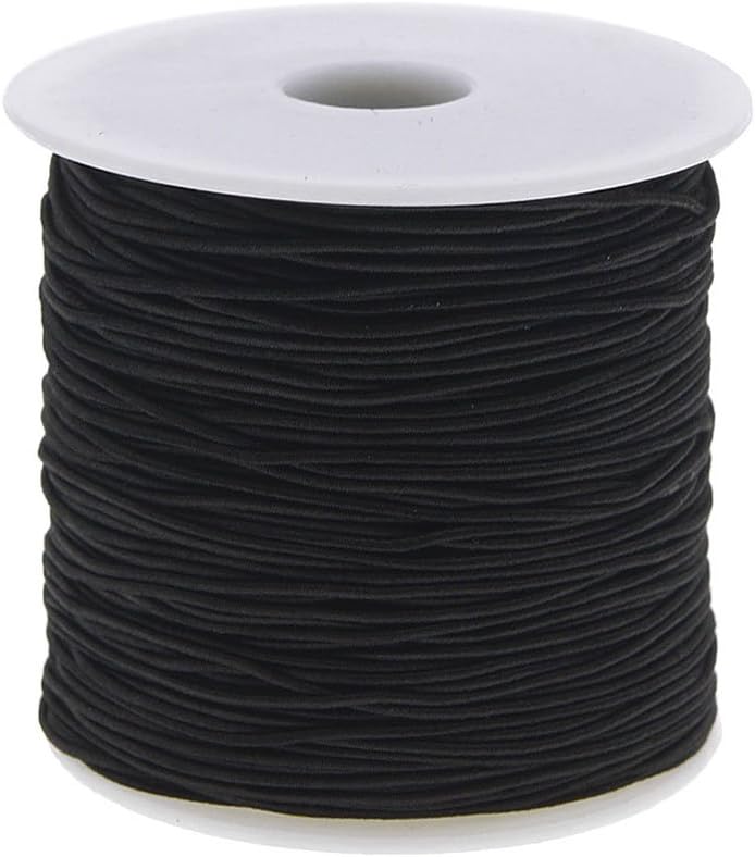 Juanya 1 mm Elastic Cord Thread Beading String Cords, 100 Meters, Black