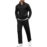 COOFANDY Men's Sweatsuits 2 Piece Set Quarter Zip Pullover with Wide Leg Sweatpants Matching Tracksuit