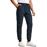 CRZ YOGA Stretch Workout Joggers for Men 29"/31" - Lightweight Water Resistant Outdoor Workout Pants with Zip Pockets