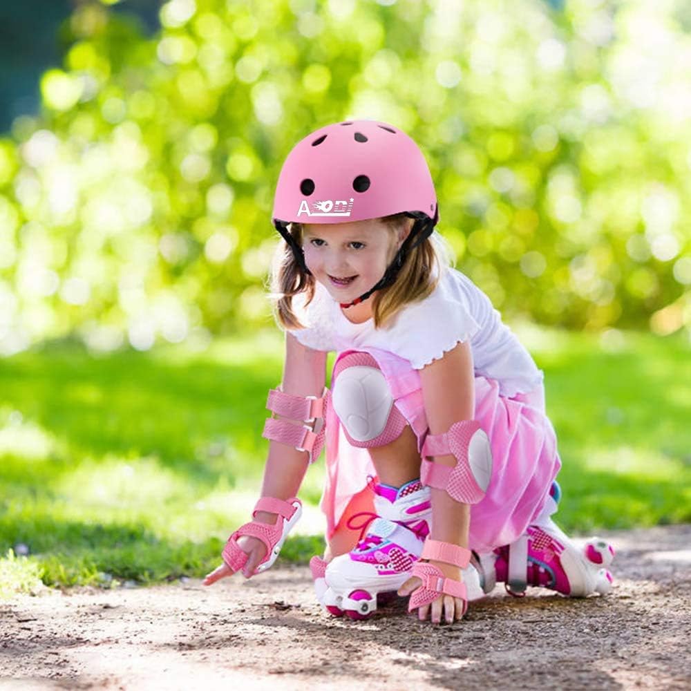 SANSIRP Kid's Protective Gear Set for Ages 3-8, Adjustable Helmet with Knee Pads Elbow Pads Wrist Guards CPSC Certified for Skateboard, Scooter, Roller Skating, Cycling, Outdoor Sports Set Suitable : Sports & Outdoors