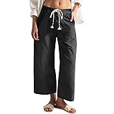 Cicy Bell Women's Wide Leg Jeans Casual Drawstring High Wasit Boyfriend Loose Baggy Capri Denim Pants with Pockets