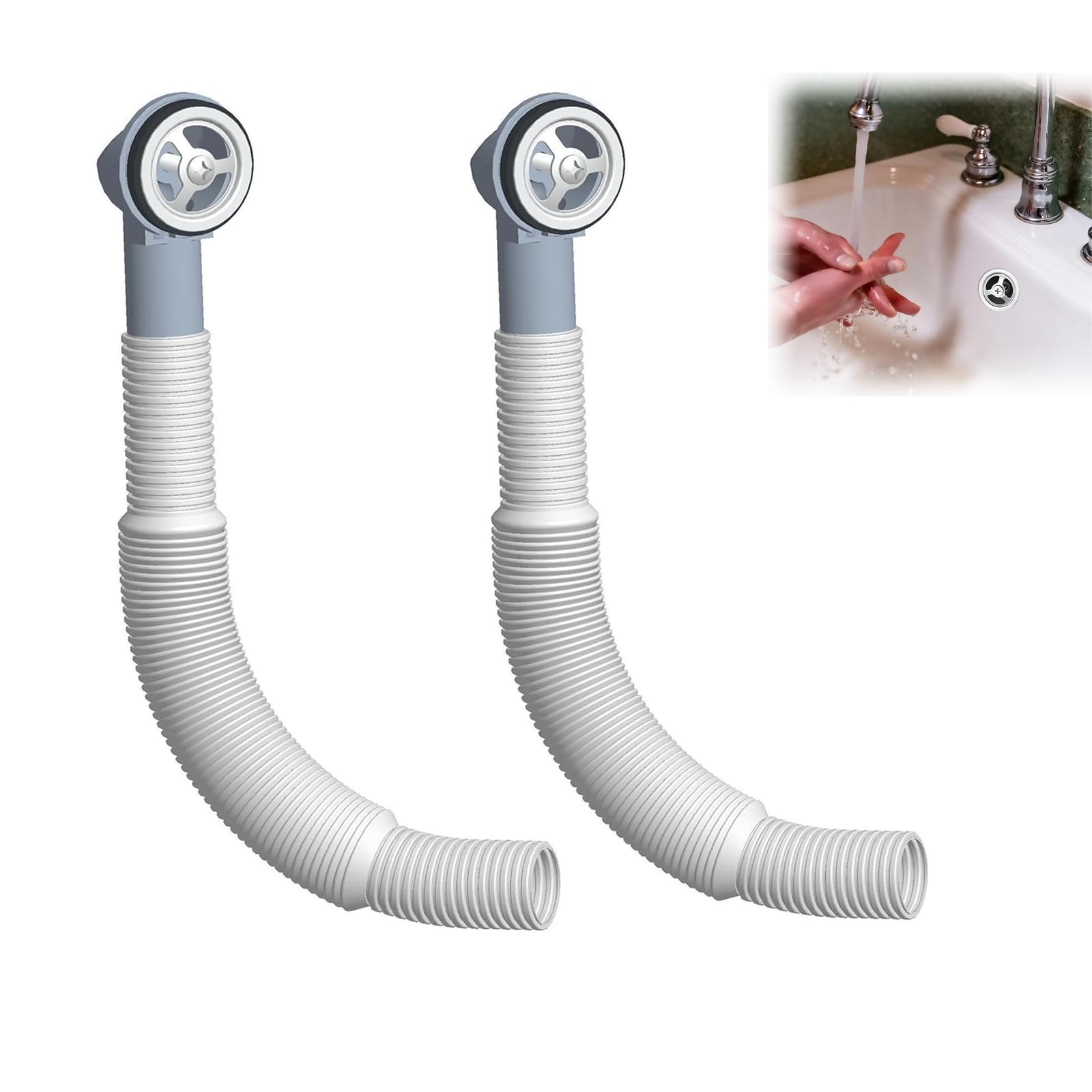 2Pcs Overflow Pipes, Kitchen Sink Waste Kit, Wash Basin Overflow Head Sink Overflow Head Overflow Pipe,Dia 26mm (Inner Dia: 21mm) 114mm Kitchen Sink Strainer,Sink Drain Pipe (Round)