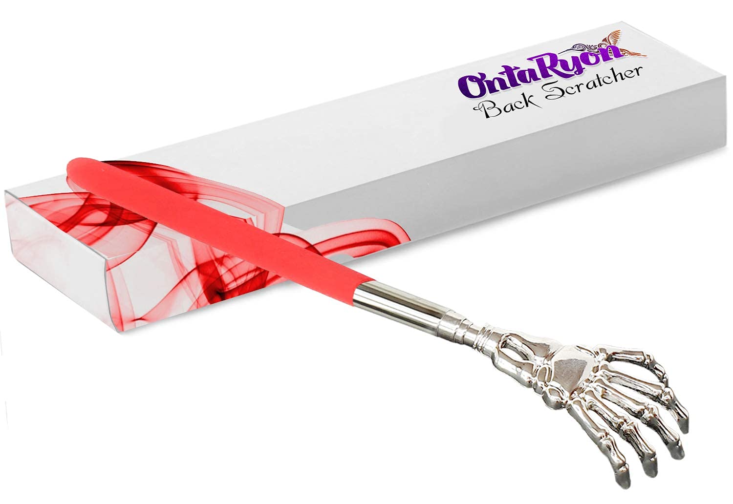 OntaRyon Telescopic Back Scratcher | Novelty Gifts for Men & Women | Small Stocking Fillers for Adults | Unusual & Funny Present (Red)
