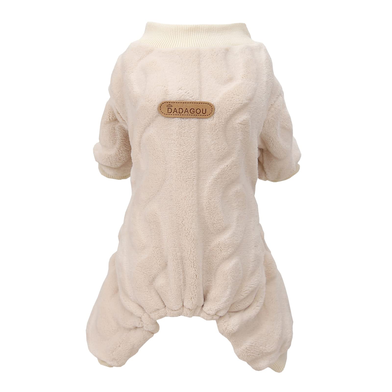 Izefia Dog Sweater Clothes Fleece Woolen Winter Warm Sweat Shirt 4 Legs Jumpsuit Pajamas Twist Print Sweater for Small Dog Medium Cat Khaki S