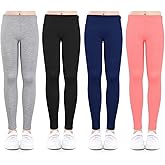 Slaixiu 4 Pack Leggings for Girls - Soft & Comfortable Ankle Length Printed Leggings for Kids (3T to 12 Years)