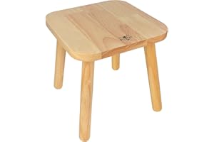 BEE&OAK 11 Inch Wooden Step Stools for Adults, Solid Rubber Wood Non-Slip Step Foot Stool, Heavy Duty 300 lbs One Step Stool for Bedroom, Bathroom, Kitchen,Outdoor (Natural)