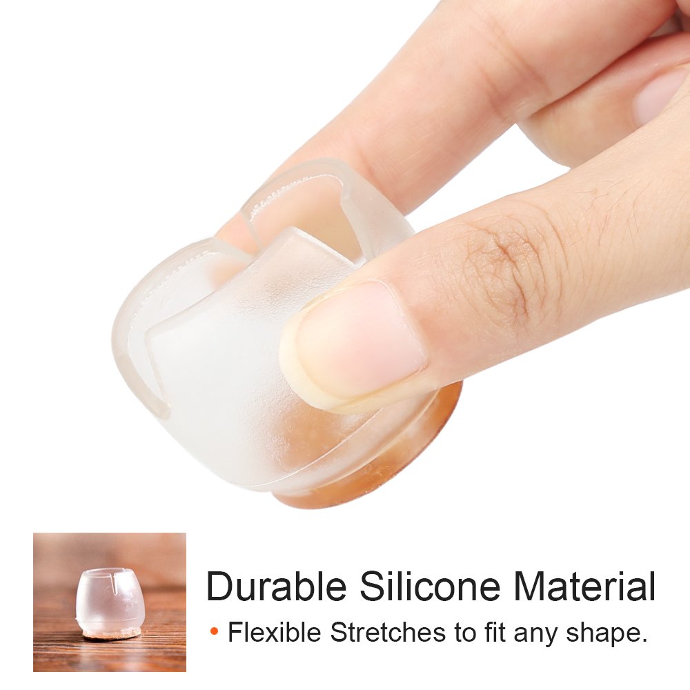 Chair Leg Caps,Mocofo Furniture Protective Leg Tips Wood Floor Protectors,Silicone Caps with Felt Pads,Chair & Table Feet Glides Fit Round Diameter From 1\