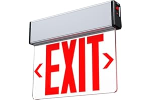 SITISFI Red LED Edge Lit Exit Sign UL Listed, Brushed Aluminum Housing Single Sided Clear Acrylic Emergency Exit Signs with Battery Backup, AC 120-347V Hardwired Exit Lights, Top/Side/Wall Mount (1 Pack)