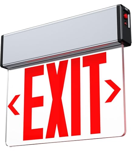 LFI Lights | Edge-Lit Red Exit Sign | Modern Design Brushed