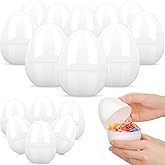 Leitee 24 Pcs White Plastic Easter Eggs 4 Inch Large Blank Empty Eggs Bulk Paintable Detachable DIY Decoration for Easter Basket Stuffers Fillable Hunting Treats Party Favor Gift