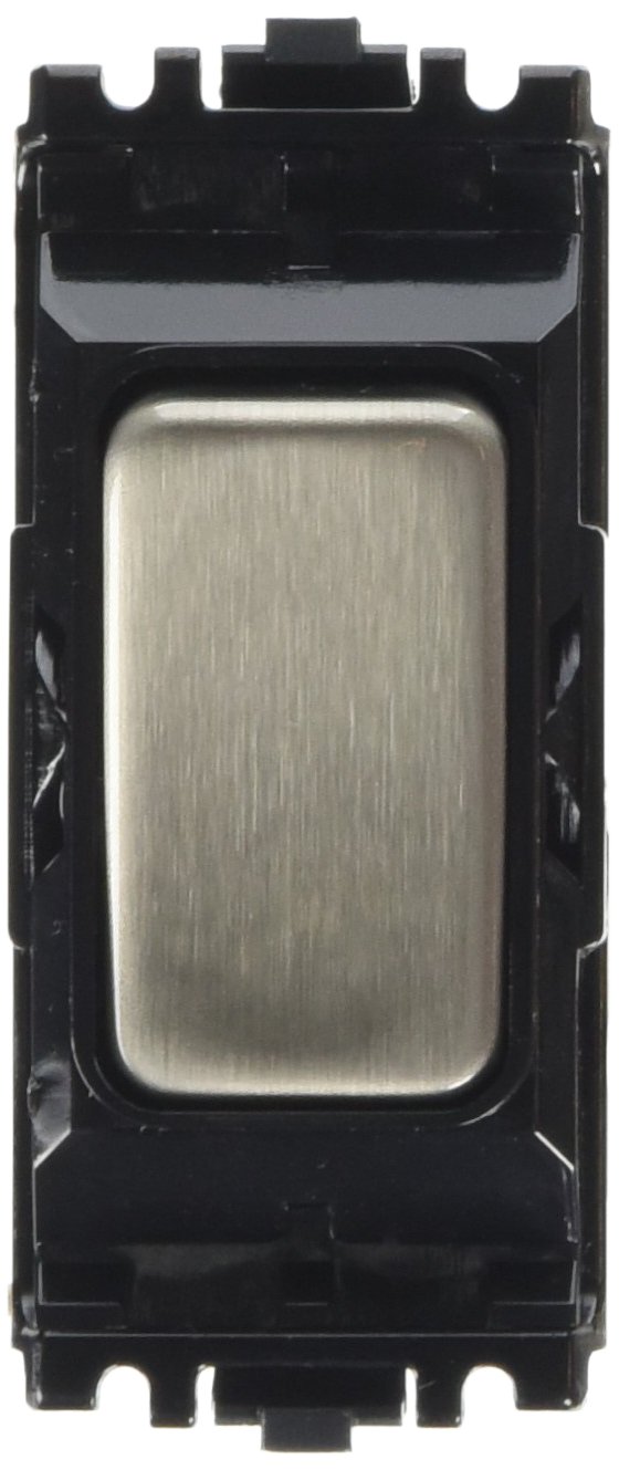 MK Aspect/Edge Grid K4981LBSB 10A 1-Way Double Pole Switch Lacquered - Brushed Steel