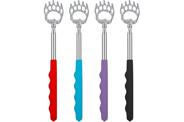 4 Pack Extendable Back Scratcher Stocking Stuffers, Portable Telescoping Backscratcher for Men Women Teen Birthday Gifts Priz