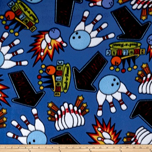 Polar Fleece Bowling Blue Fabric By The Yard