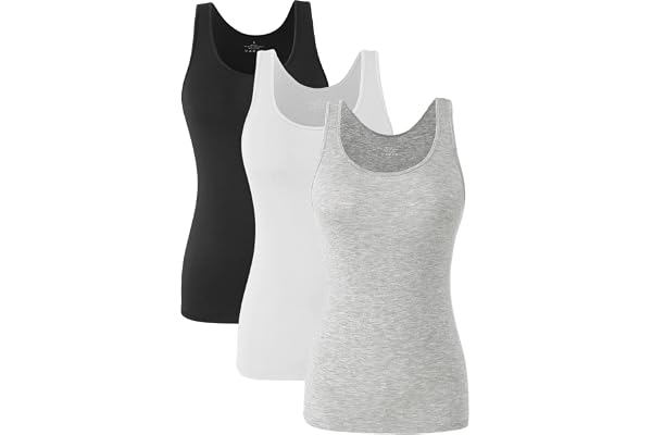 ROSYLINE Basic Tank Tops for Women Undershirts Tank Tops with Scoop Neck cami Yoga Shirts 3-4 Pack