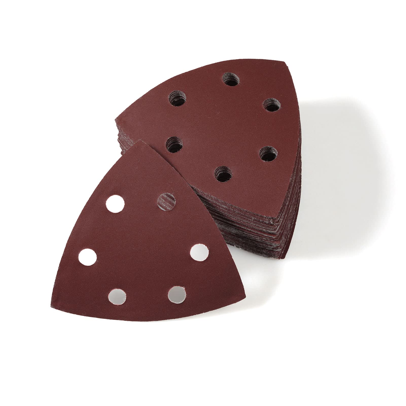 LEONTOOL 50 Pcs Triangular Sanding Pads 3-1/2 Inches, Hook and Loop Sanding Disc 6 Holes, Detail Sandpaper 1000 Grit, Sanding Sheets Sanding Paper for Wood Metal Polishing