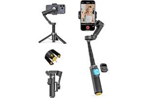 AOCHUAN 3-Axis Gimbal Stabilizer for iPhone w/360° Face Tracking, Smartphone Gimbal w/One-Tap Open Tripod, Gesture Control, P
