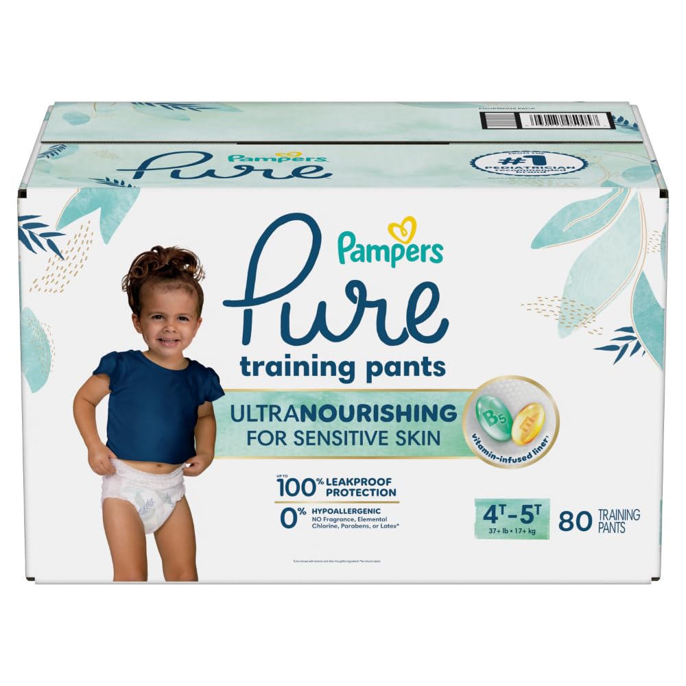 Pampers Pure Protection Training Underwear, Unisex, Size 4T5T, 80 Count, Premium, Hypoallergenic, Soft, Absorbent