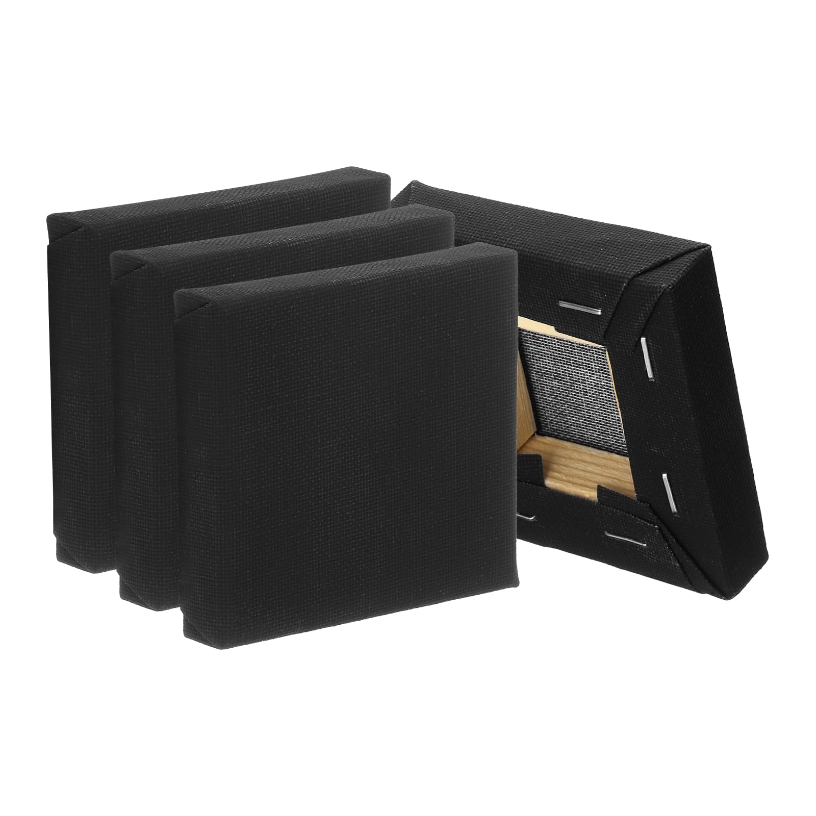 PATIKIL Black Stretched Canvas, 10 Pcs 4" x 4" Large Canvas for Painting Primed Cotton Blank Canvas for Acrylics Oil Watercolor Paints