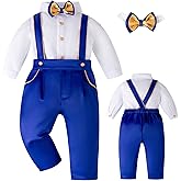 Booulfi Baby Boy Toddler Suits Boys Formal Clothes Bowtie Shift Suspenders Gentleman Outfit Boy Clothes 3 Months-3T