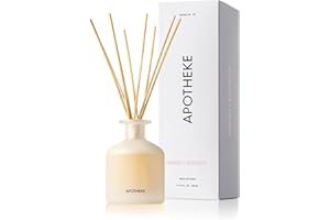 Apotheke Luxury Scented Reed Diffuser for Home, Hinoki Lavender - 6.7 Fl Oz Essential Oil Aromatherapy - 10 Rattan Scent Sticks Room Diffuser - Long-Lasting Fragrance for Bedroom, Home, Bathroom