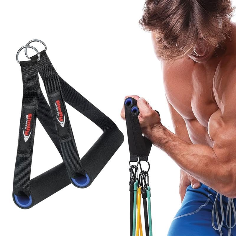 Shelly Resistance Band Handles for Heavy Exercise Cable Machine D Ring Strap Foam Handle Fitness Equipment for Cable Crossover System & Triceps Pushdown Home Gym Pilates,Yoga, Strength Training