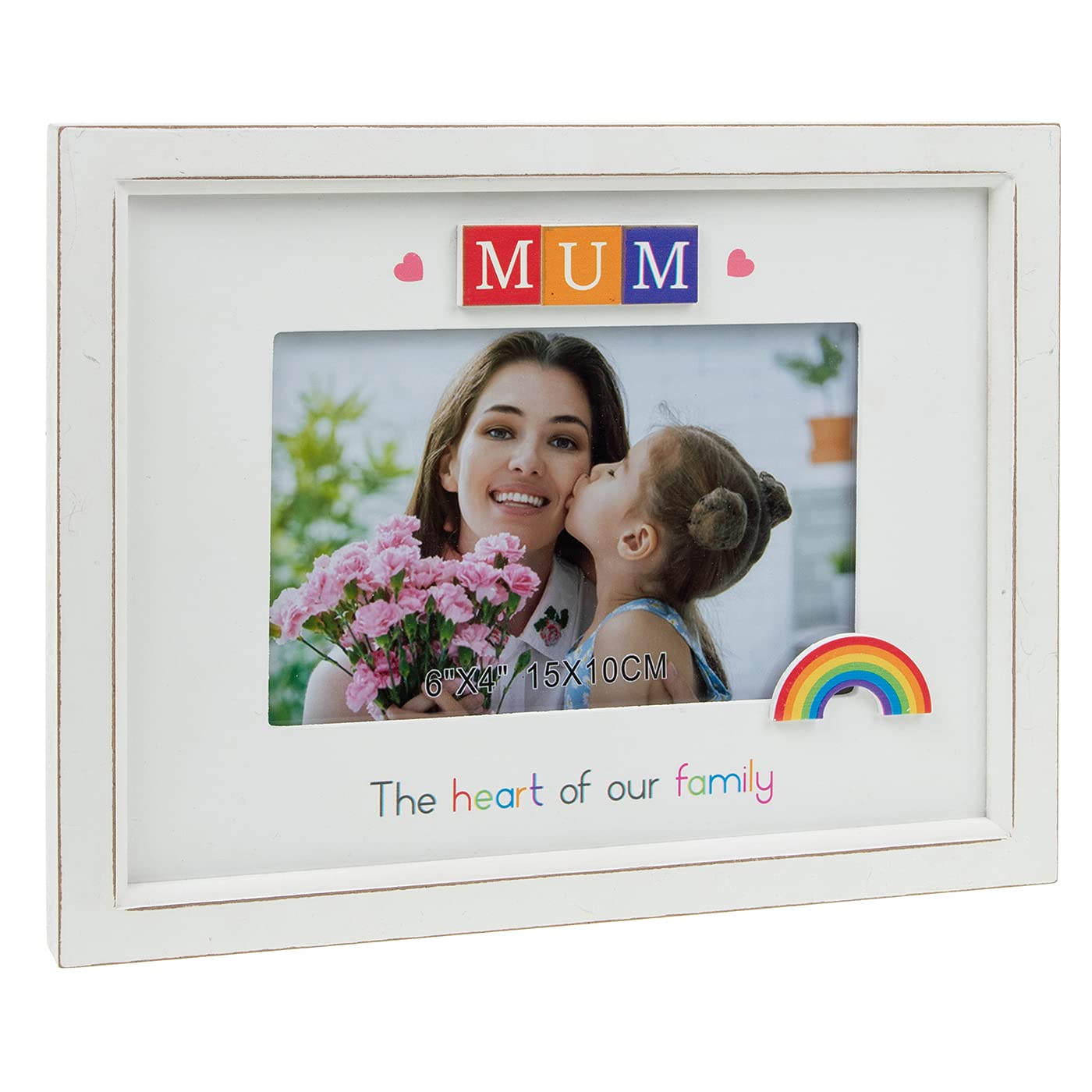 Rainbow Scrabble Frame 6x4 - Mum - The heart of our family