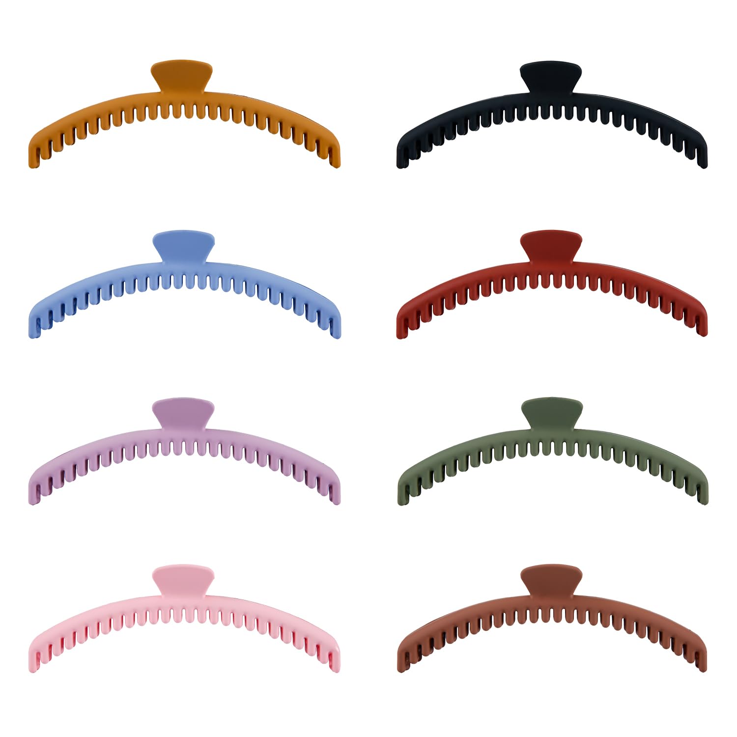 8pcs Slim Claw Clips, Multicolored Hold Everything Hair Claw Clips Strong Claw Clamps for Thick Hair with 52 Teeth Hair Claw Barrette for Women Thick Thin Hair
