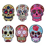 Sugar Skull Iron on Patches, Skull Patches,Sew On Patches for Jeans, Jackets, Bags, Vest, Arts and Crafts